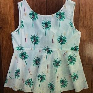 Tropical Palm Tree Print Peplum Top